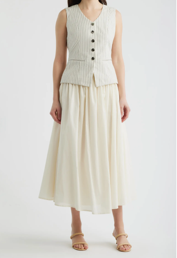 Stripe Vest Top Twofer Dress
