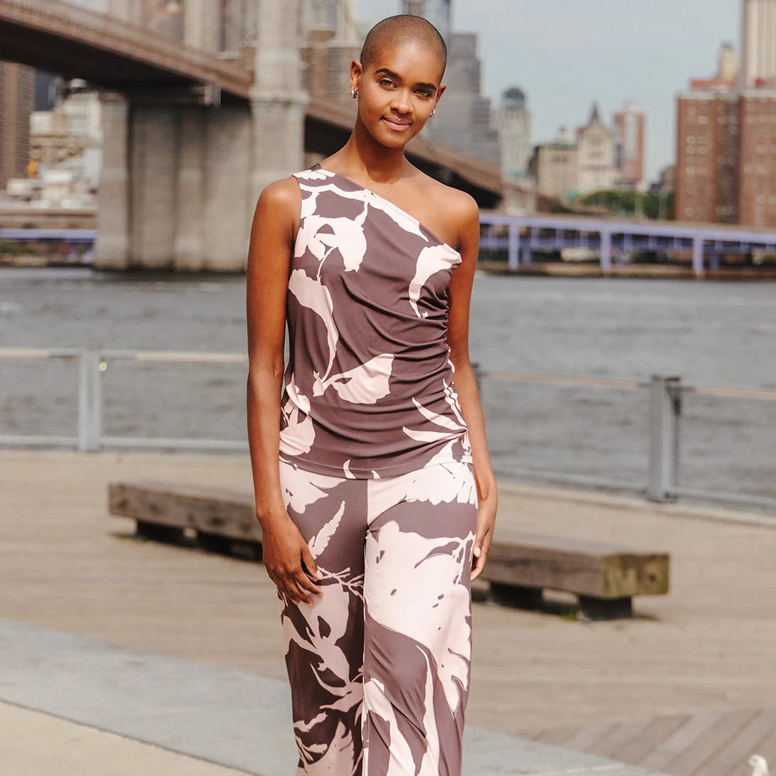 One Shoulder Top - Floral Stem