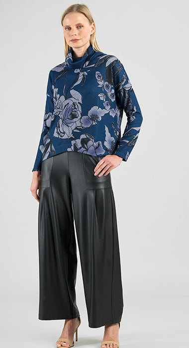 Rose Sketch Soft Turtleneck Sweater w/Tipped Hem