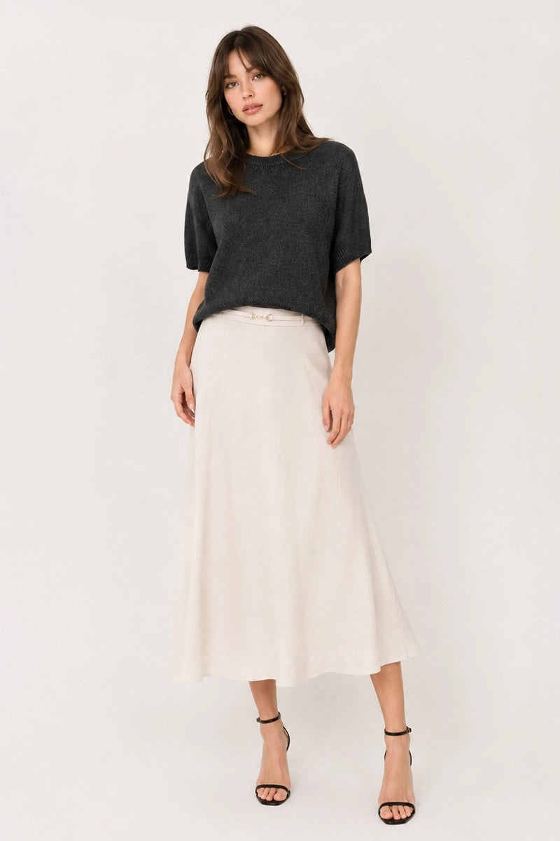 Greata Suede A Line Midi Skirt