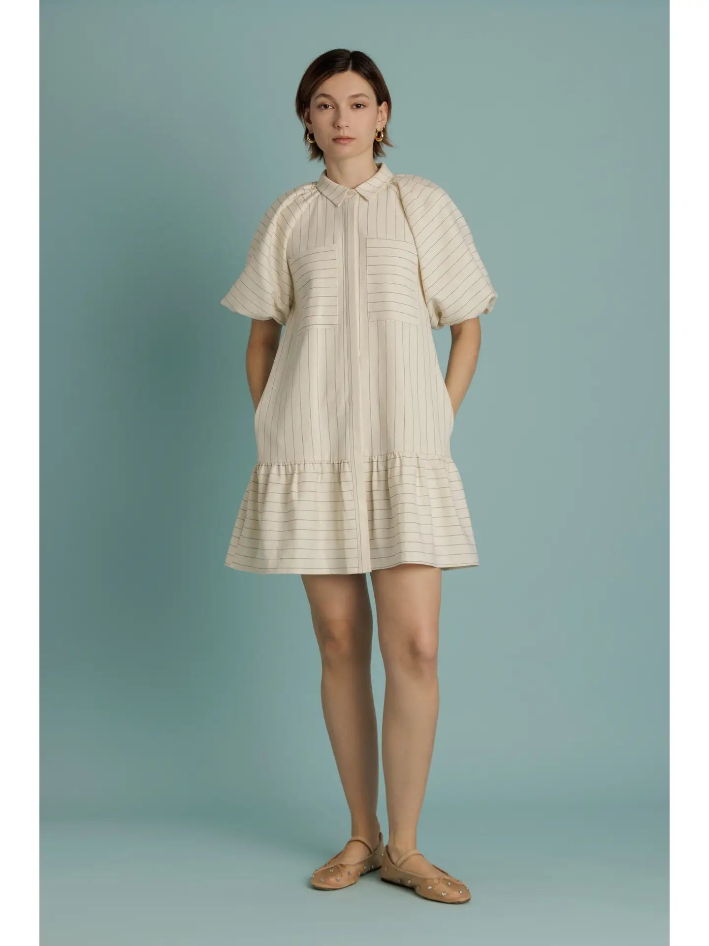 Bany Striped Drop Waist Mini Dress