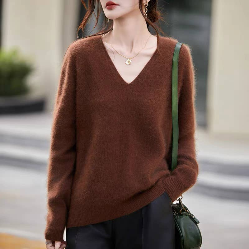 Cozy Brushed V-neck Sweater