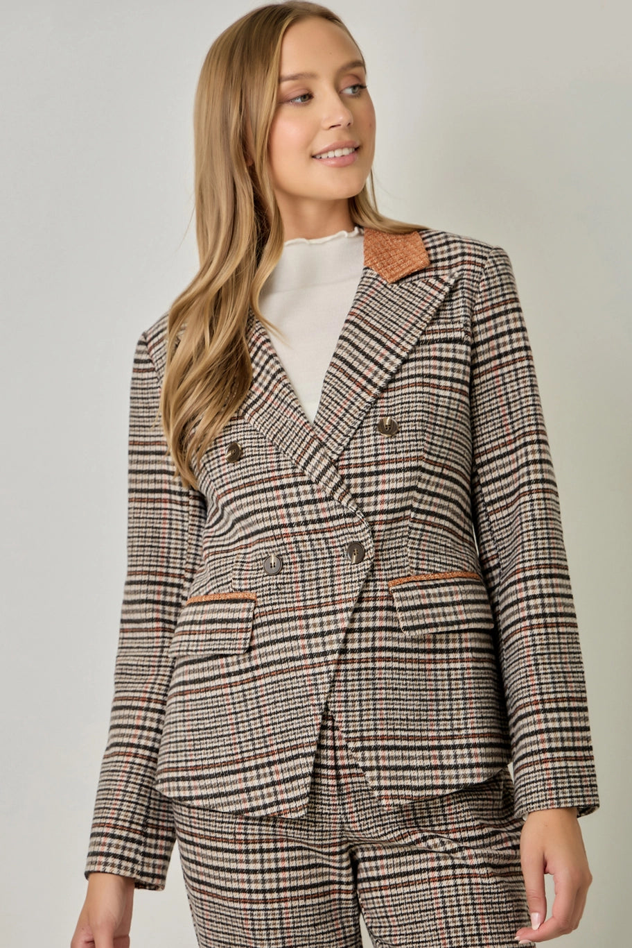Tobyy Collared Plaid Blazer