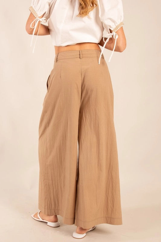 High-Waisted Wide Leg Pleated Pants