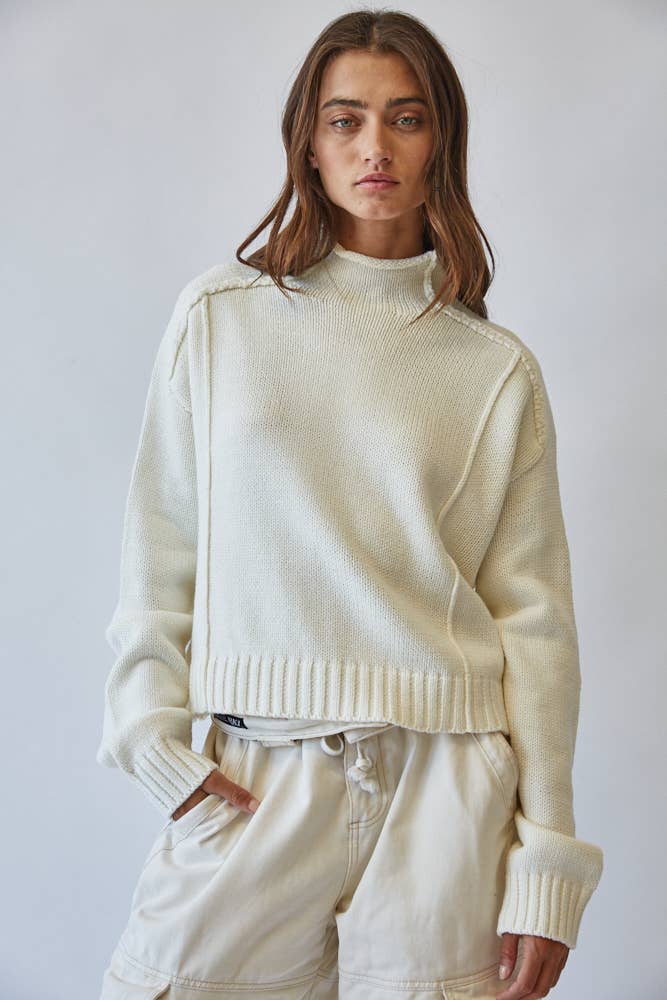 Rachel  Mock Neck Knit Sweater
