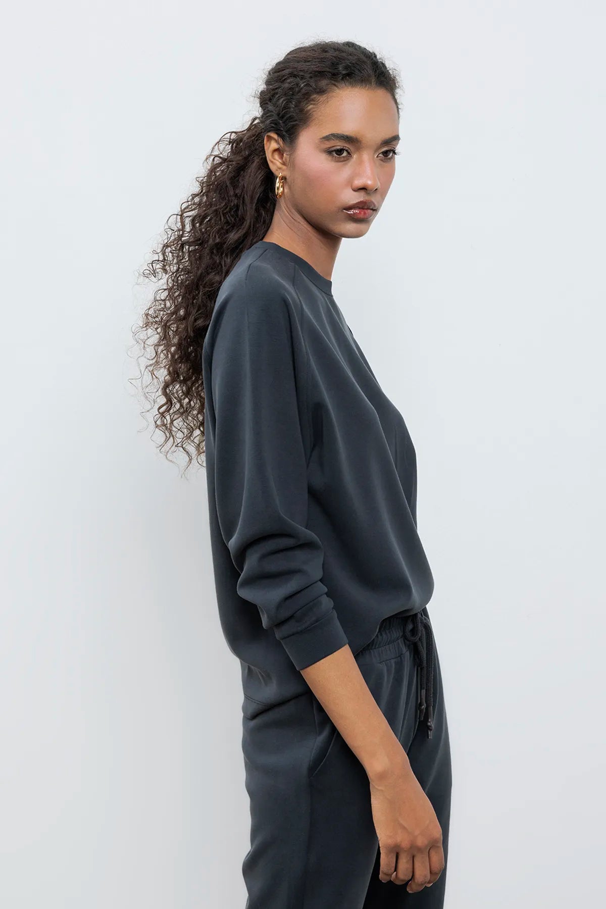 Tery Crew Neck Basic Sweatshirt