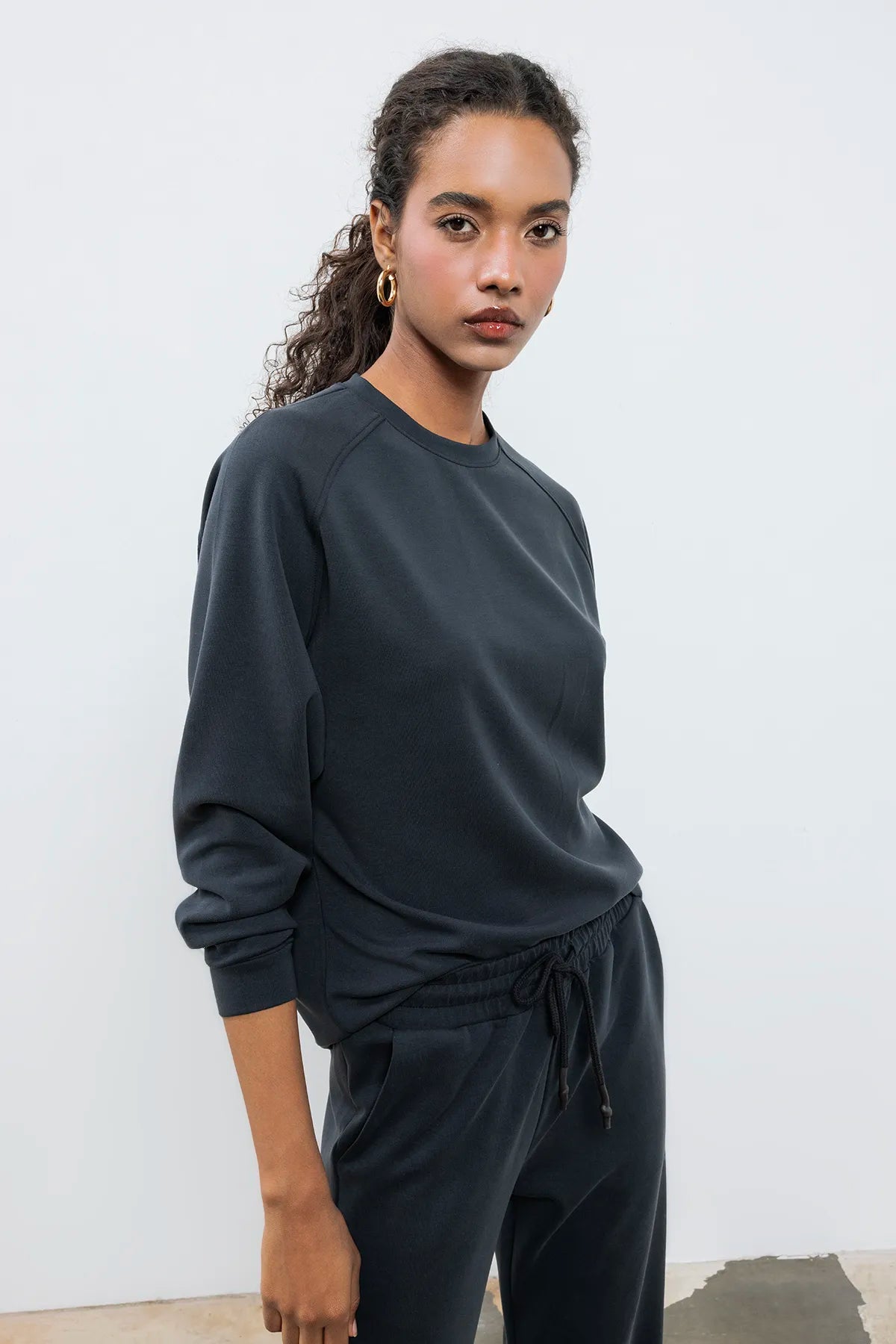 Tery Crew Neck Basic Sweatshirt