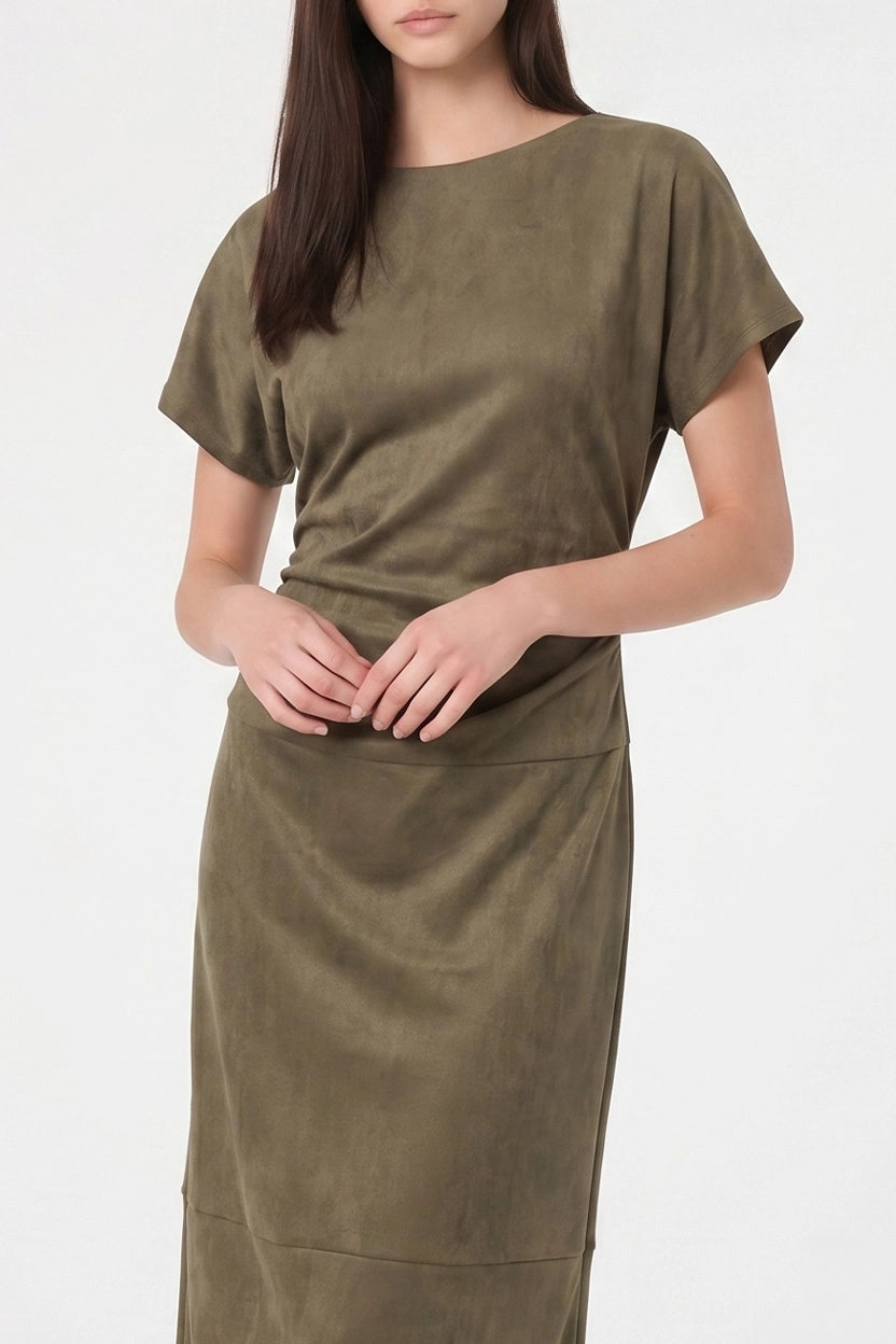 Faye Faux Suede Midi Dress