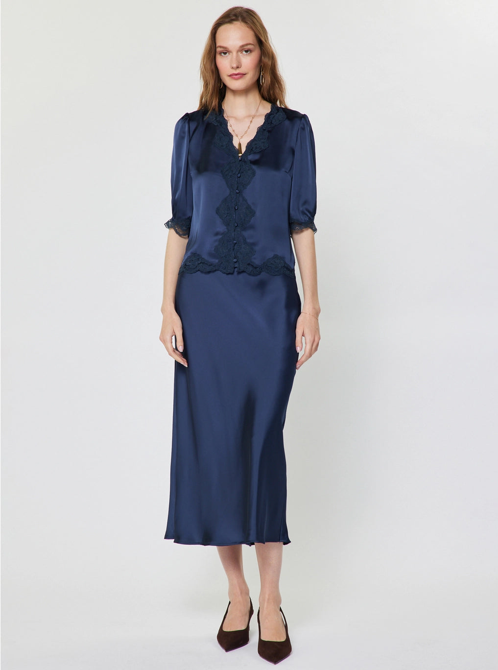 Nicki Satin Midi Skirt