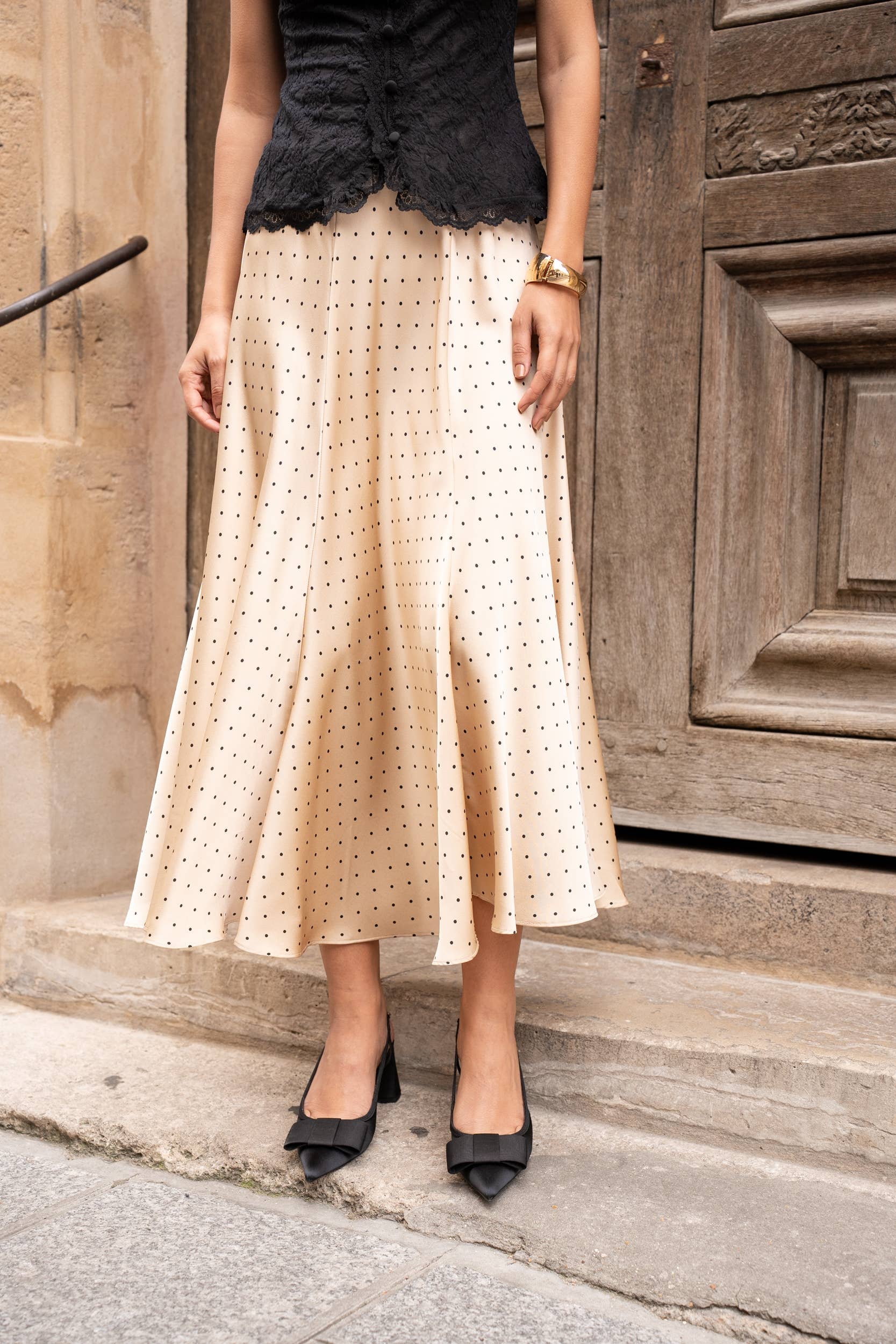 Valentine Satin Polka Dot Skirt