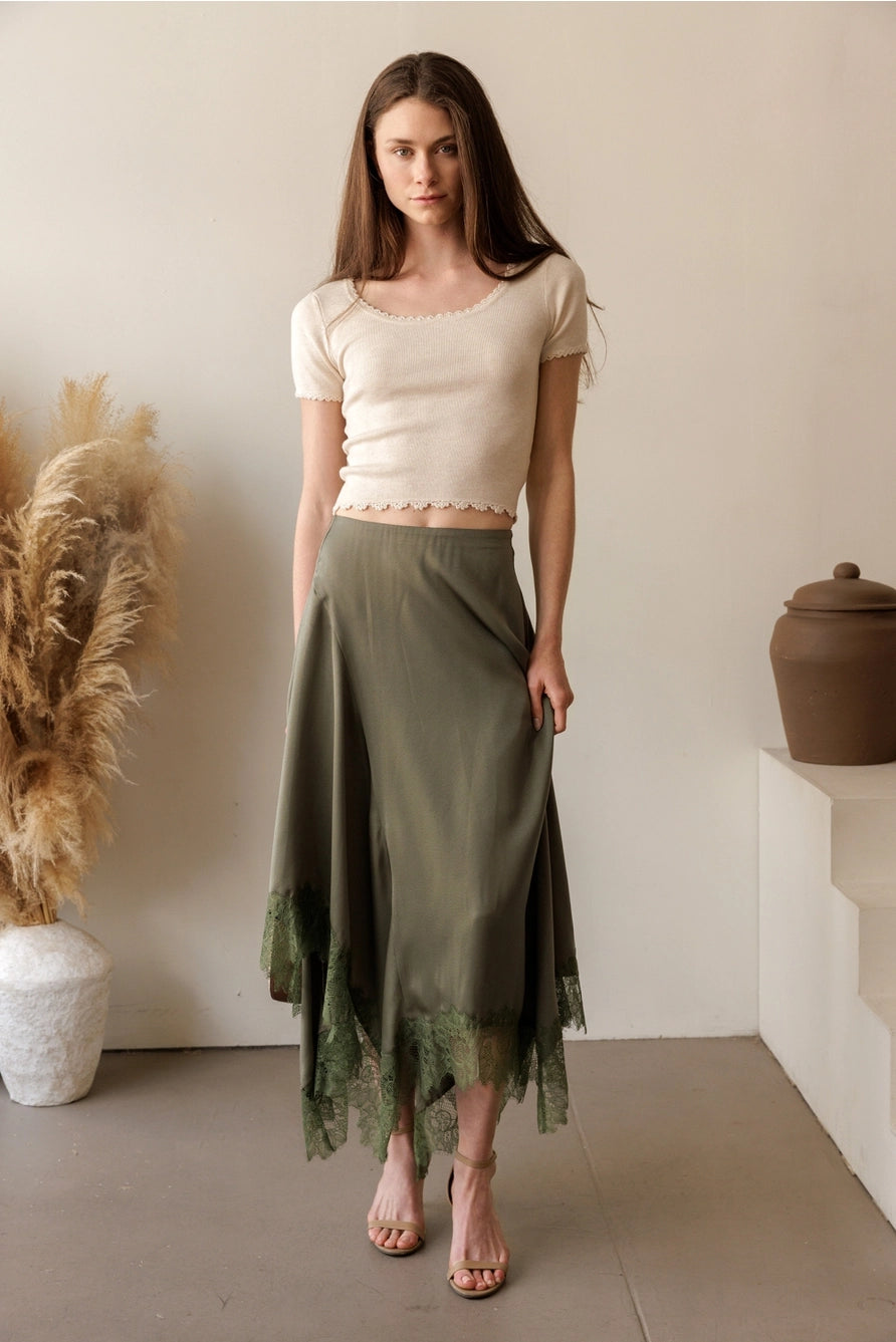 Anya Satin Lace Skirt