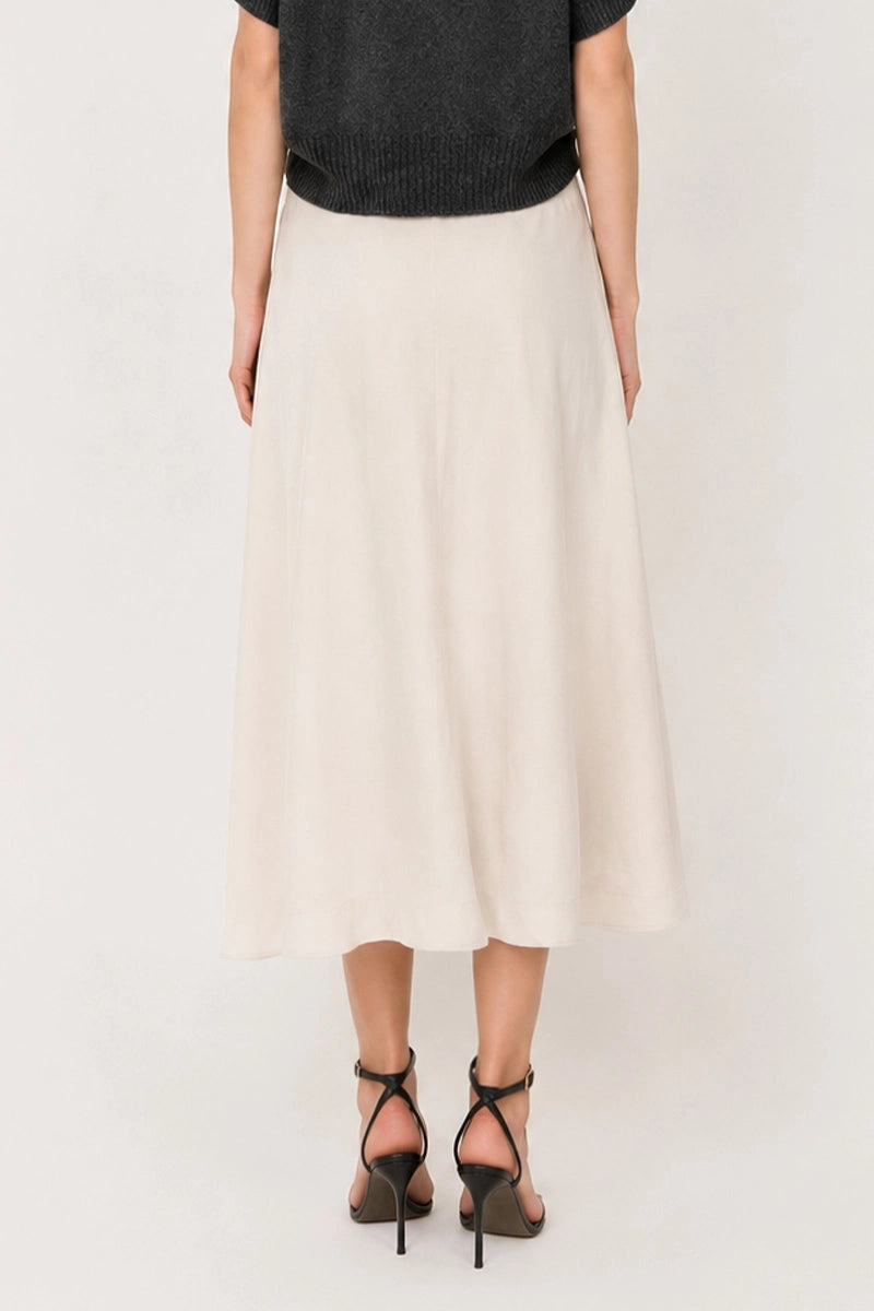 Greata Suede A Line Midi Skirt