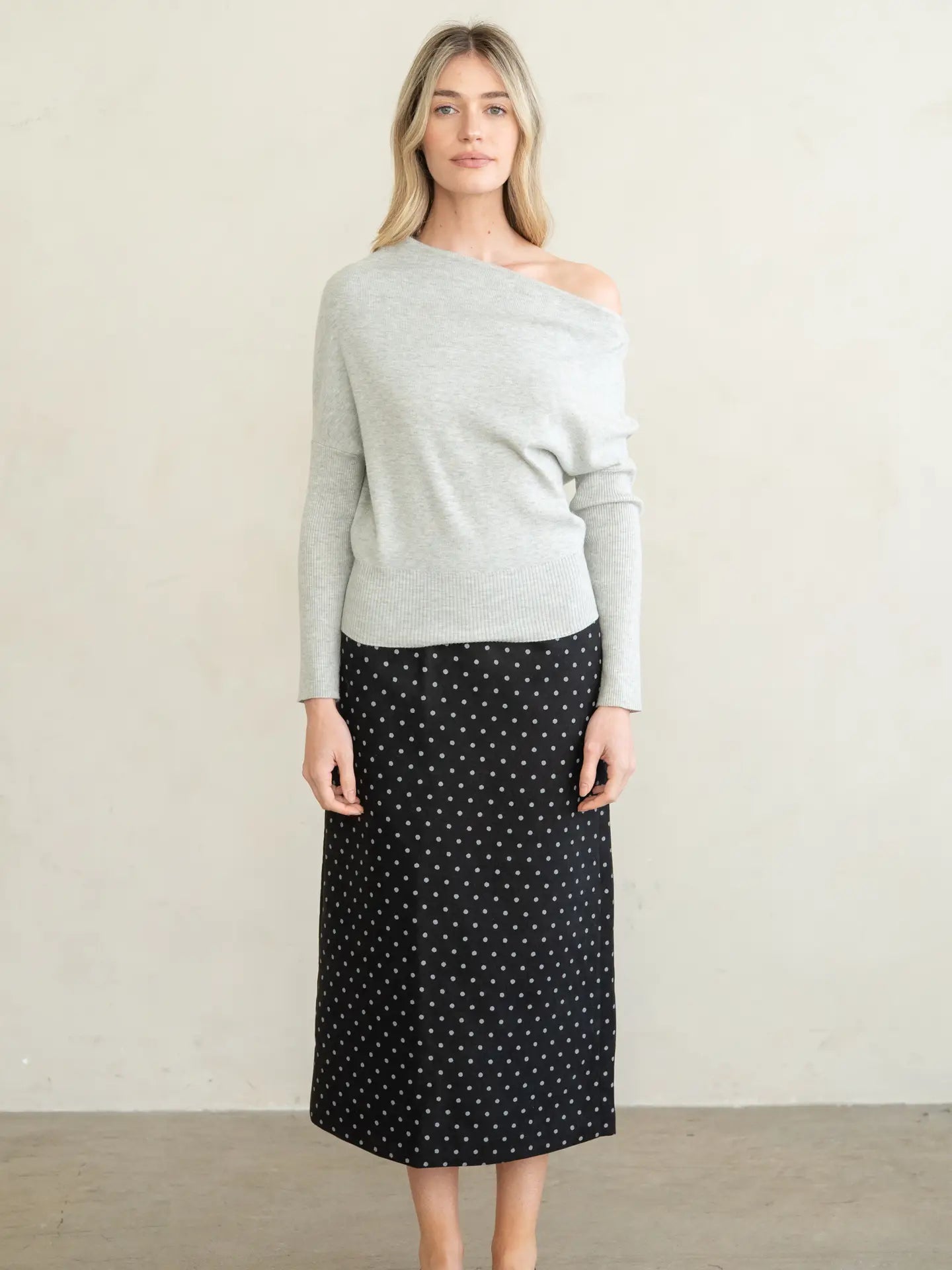 Asian Asymmetric Neck Knit Top