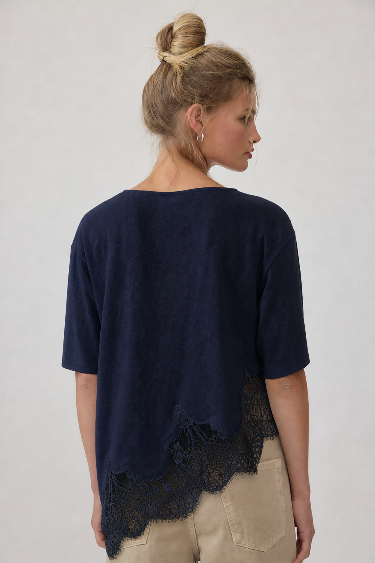 Kiara Slub Knit Lace Hem Tee