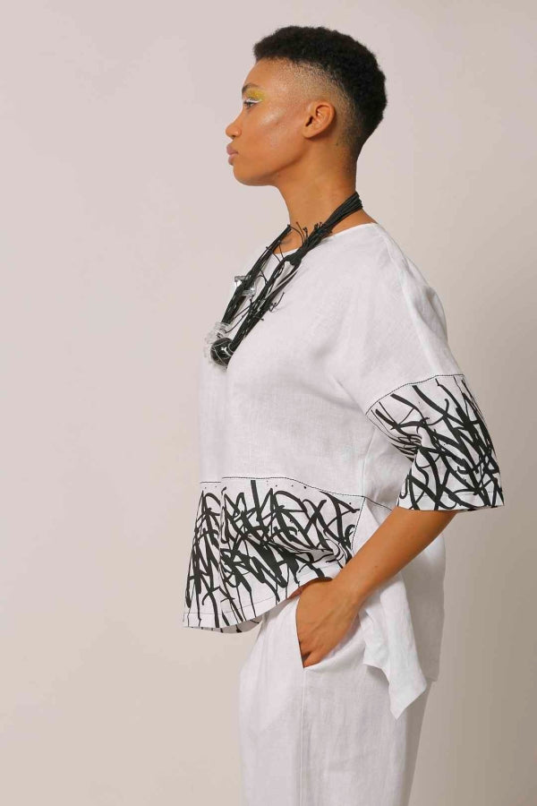 Wall Printed Linen Blouse