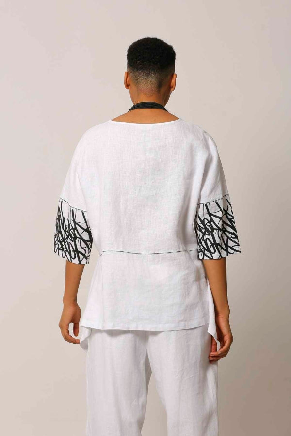 Wall Printed Linen Blouse