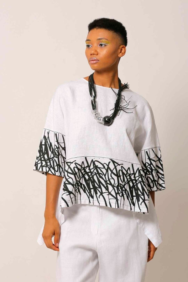 Wall Printed Linen Blouse