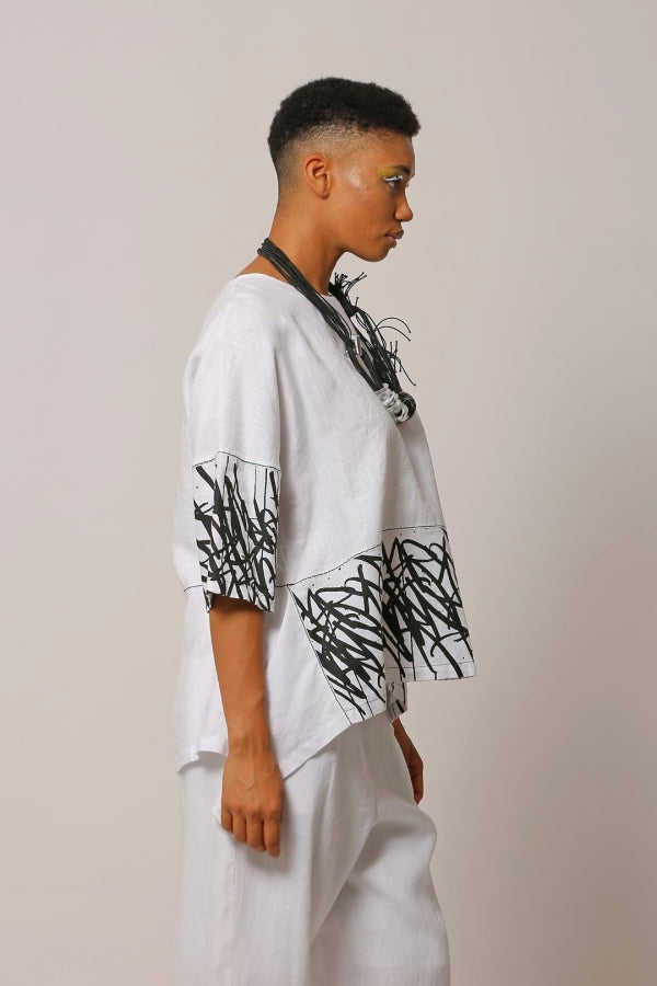 Wall Printed Linen Blouse